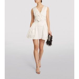 NWT Self-Portrait White Bow Detail Sleeveless Fit & Flare Mini Dress Sz 2